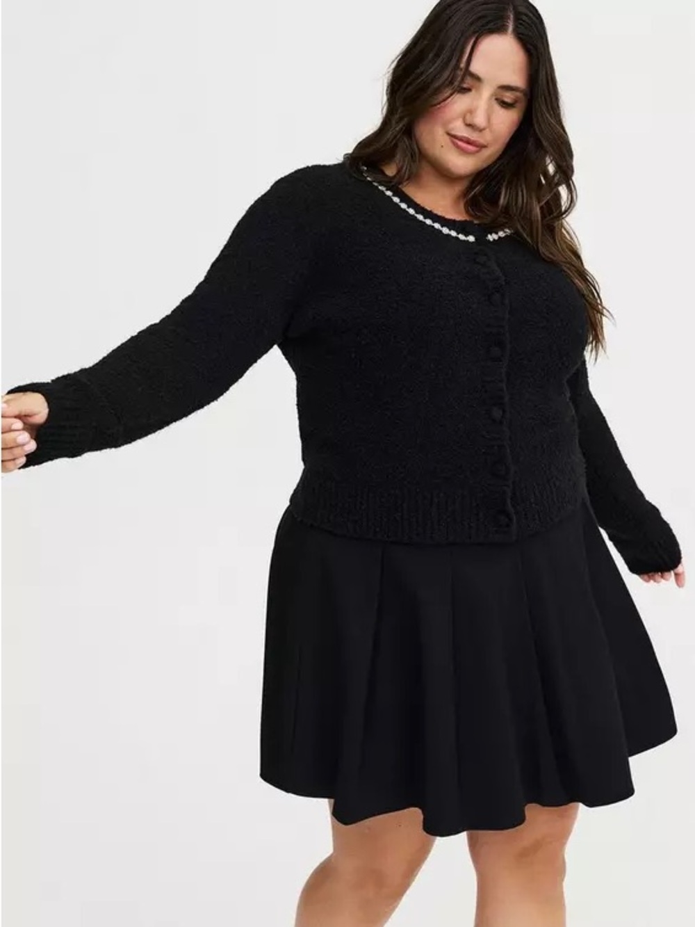 Torrid Boucle Embellished Crew Neck Cardigan Plus Size 3X (22-24) NWT - Picture 2 of 9